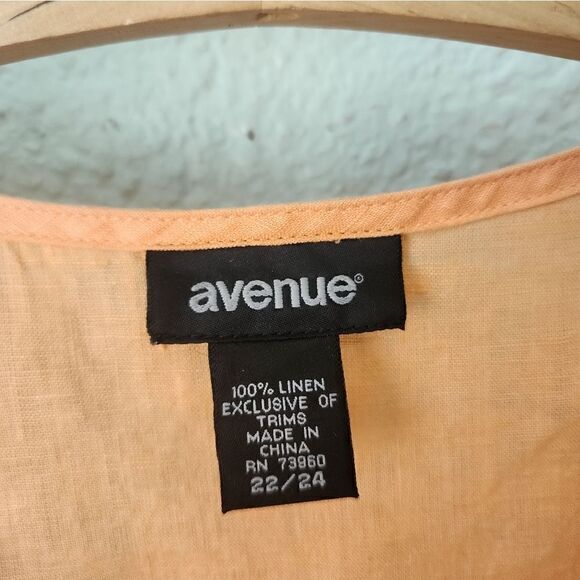 Avenue 100% linen sorbet embroidery embellish 3/4 sleeve tunic style blouse - Picture 3 of 11